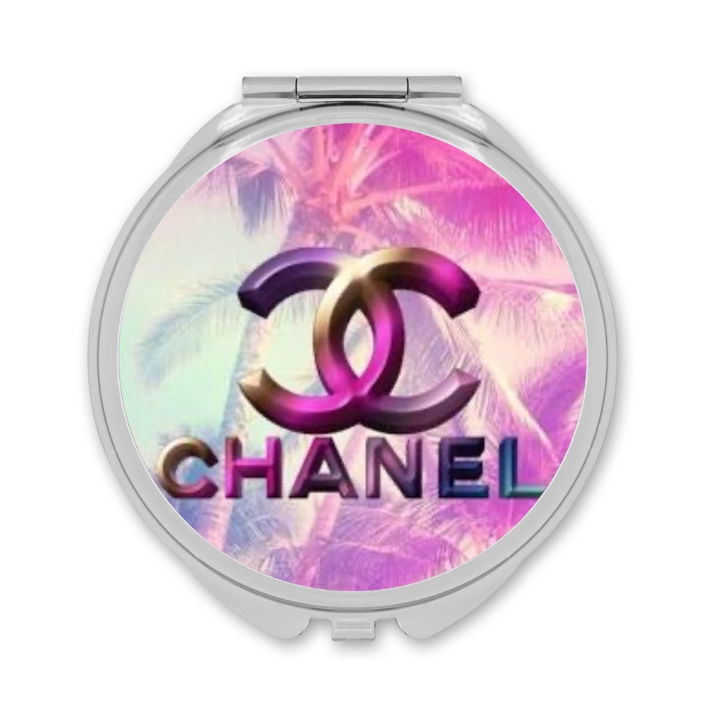 HANDMADE FASHION Round Silver Double Sided Compact Mirror